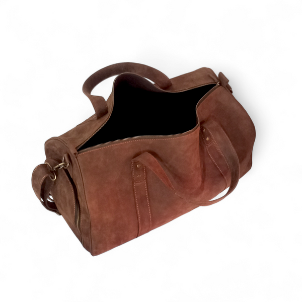 Leather Duffel Bag with Shoe Compartment