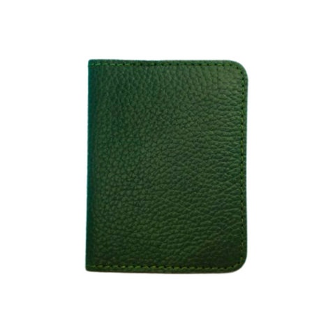 Green Leather Bifold Card Holder - Mini Wallet