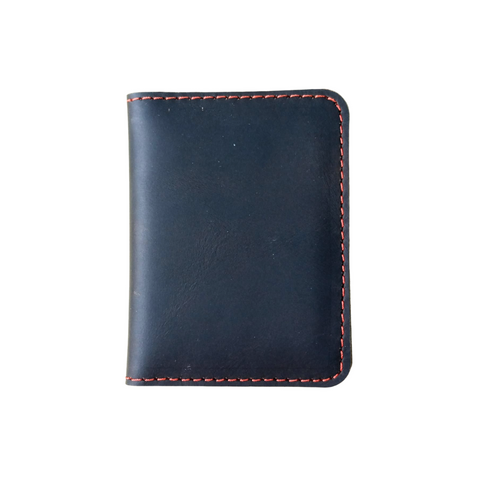 Dark Brown Leather Bifold Card Holder - Mini Wallet