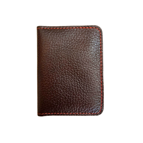 Brown Leather Bifold Card Holder - Mini Wallet