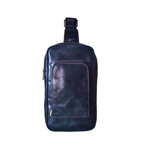 Navy Leather Sling Bag