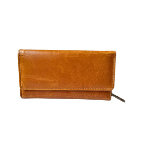 Chestnut Leather Wallet for Women - Tan Leather Women Clutch