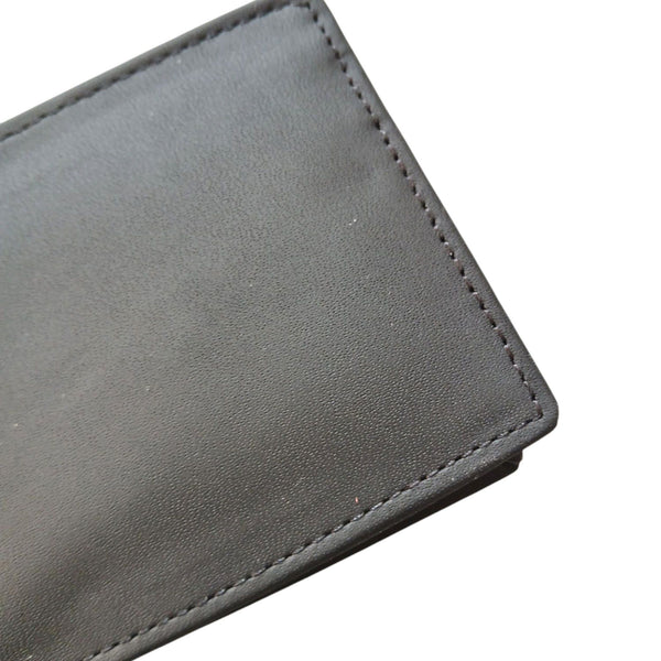 Black Plain Leather Wallet and Keyring Gift Set for Him