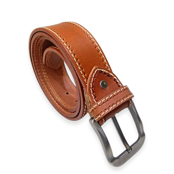 Buffalo Mustard Casual Belt - Double Stitched 40mm Wide