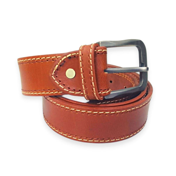 Buffalo Mustard Casual Belt - Double Stitched 40mm Wide