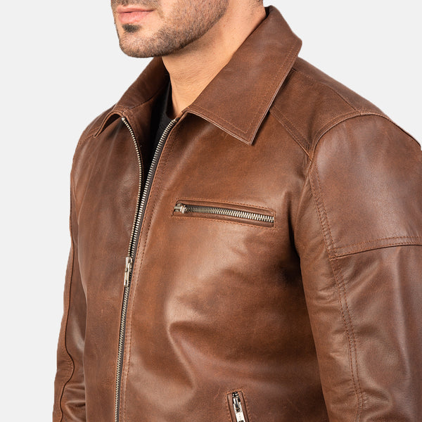 Vintage Brown Leather Jacket - Sheep Leather