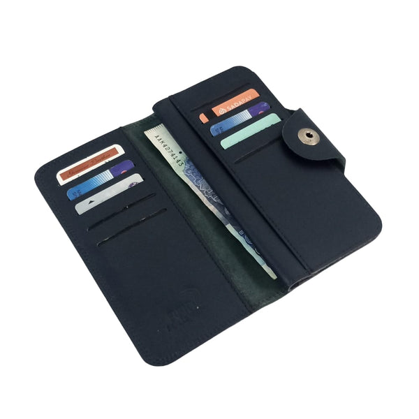 Deep Blue Leather Slim Travel Wallet