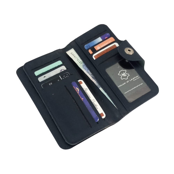 Deep Blue Leather Slim Travel Wallet