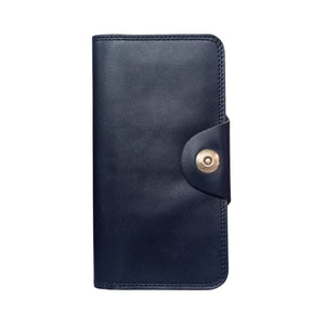 Deep Blue Leather Slim Travel Wallet