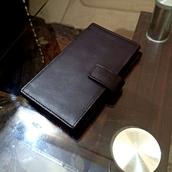 Coffee Leather Mini Folder Wallet