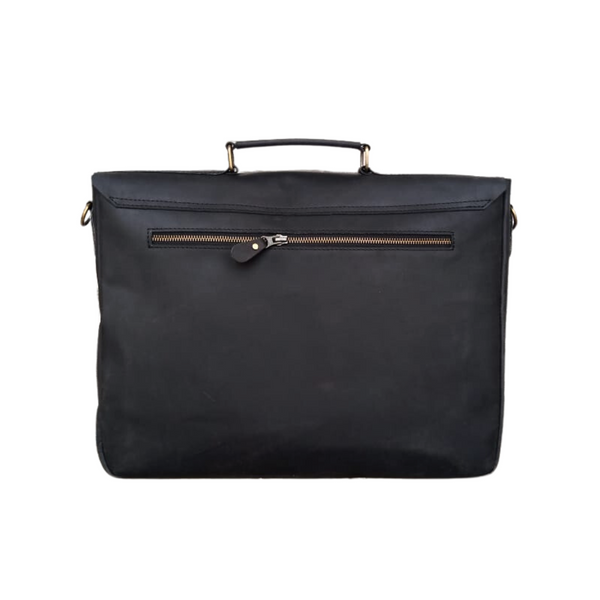 Black Leather Messenger Bag 15 and 16 inch Laptop Bag