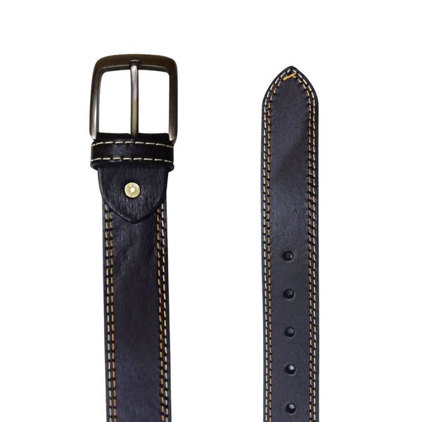 Buffalo Black Casual Belt - Double Stitched 40mm Wide