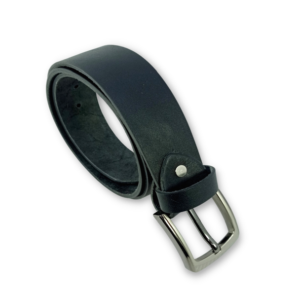 Black Leather Casual Belt - 40mm Wide