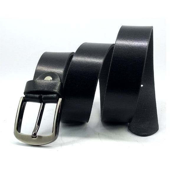 Black Leather Casual Belt - 40mm Wide