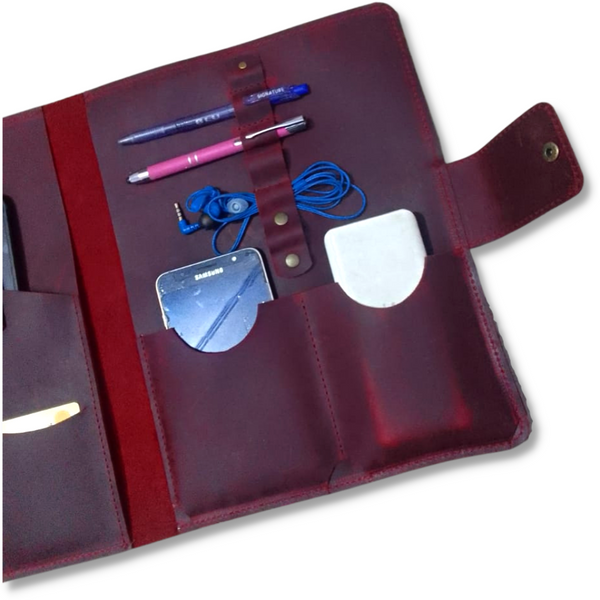 Maroon Leather Organizer - IPAD/Macbook 12 inch - Notebook - Mobile & Accessories