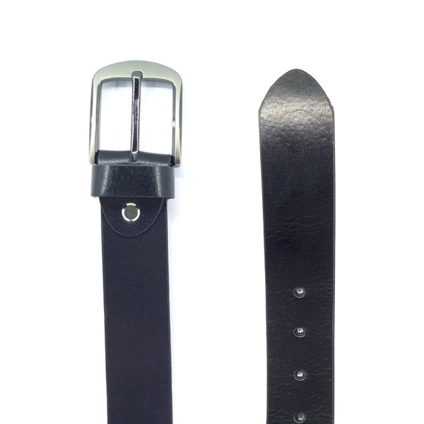 Black Leather Casual Belt - 40mm Wide