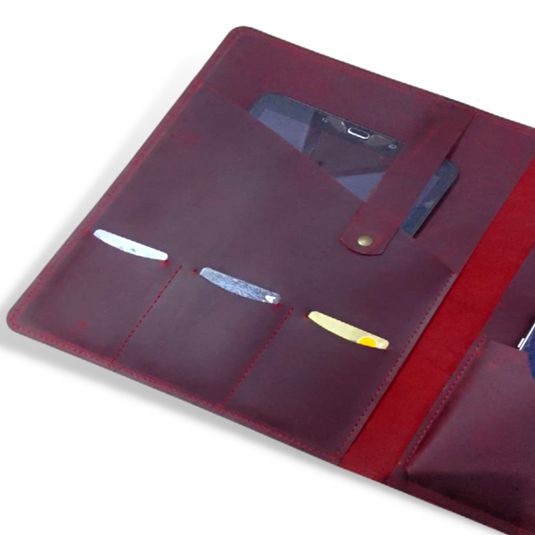 Maroon Leather Organizer - IPAD/Macbook 12 inch - Notebook - Mobile & Accessories