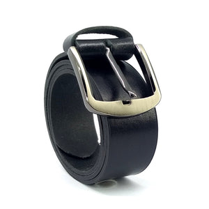 Black Leather Casual Belt - 40mm Wide